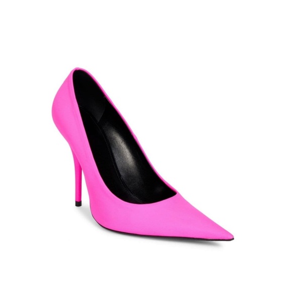 BALENCIAGA pump heels pink EU 39.5 knife scuba pointed toe stiletto neon NWOT - Picture 1 of 15
